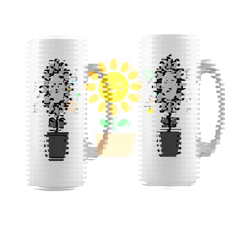 ひまわり 花 ポット シンプル クリップアート コーヒーマグ