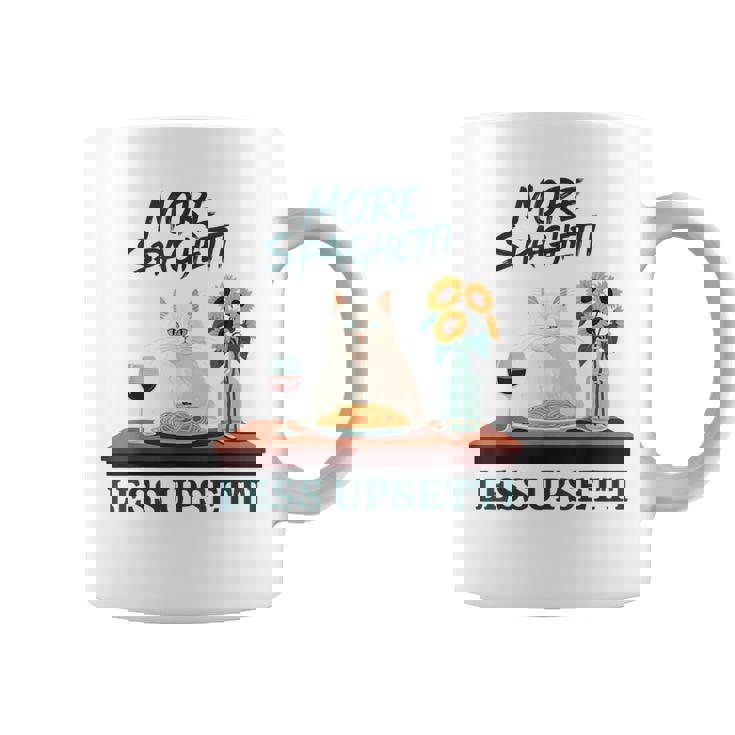 より多くのスパゲッティ、より少ないアップセッティ、イタリア料理 猫愛好家 コーヒーマグ