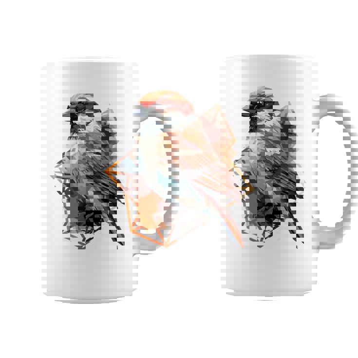 アメリカンツリー スズメ 鳥 幾何学模様 パッテンアート かわいい鳥 ロー コーヒーマグ