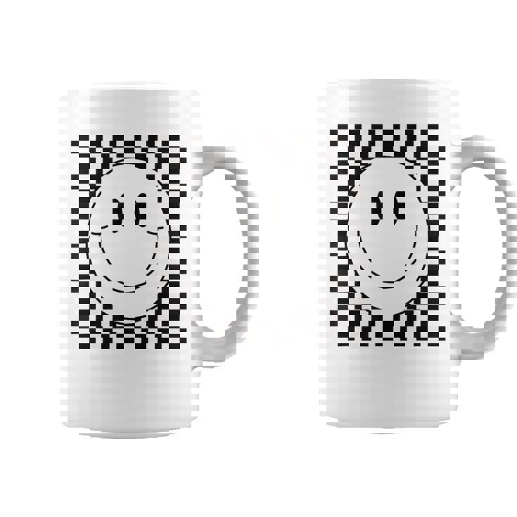 イエロー スマイル フェイスシャツ かわいい チェック柄 スマイル ハッピー コーヒーマグ