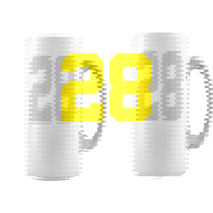 イエローナンバー28 背面 スポーツチーム ジャージ番号 コーヒーマグ