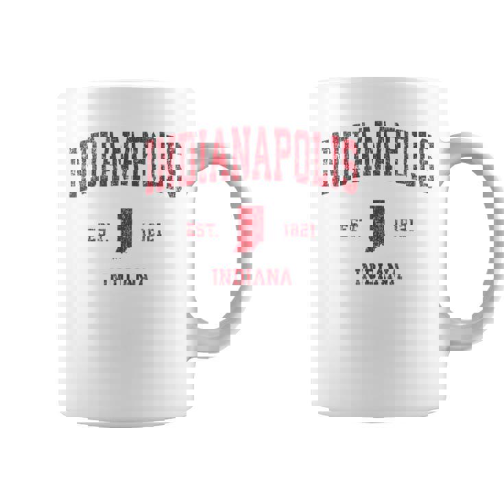 インディアナポリス インディアナ州 ヴィンテージ スポーツ デザイン レッド プリント コーヒーマグ