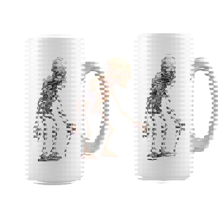 エイリアン スケルトン クリーチャー 松葉杖 スティック コーヒーマグ