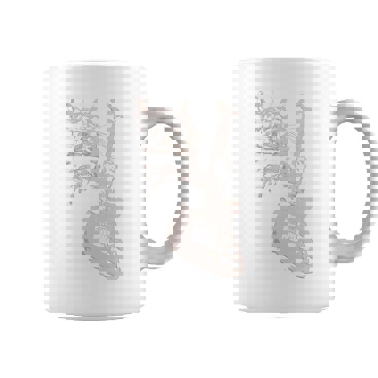 エレキギターを弾く猫 面白いキャットロッカー ロックショー 長袖tシャツ コーヒーマグ