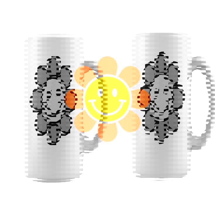 オレンジ イエロー ハッピー スマイル スマイル フェイス デイジー フラワーガール コーヒーマグ