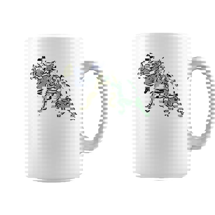 カエル 相撲 伝統 浮世絵 のようなカエルイラスト かわいい 渋かっこいい ワンポイント コーヒーマグ