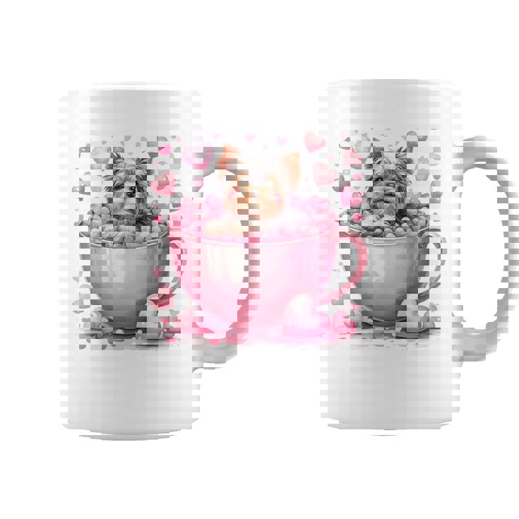 カップに入った子犬 長袖tシャツ コーヒーマグ