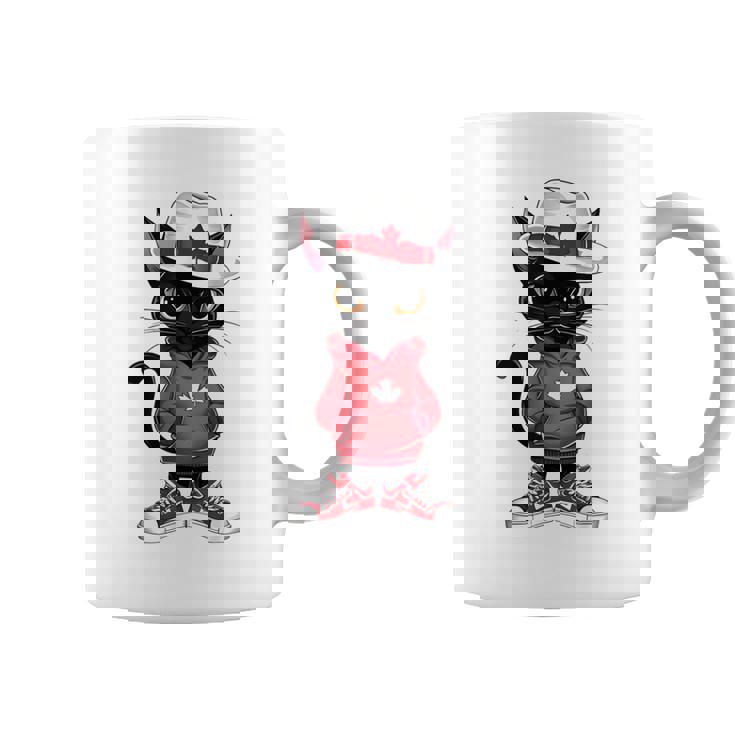 カナダデー 面白い クール 黒猫 カナダ国旗 キッズ 女の子 男の子 コーヒーマグ