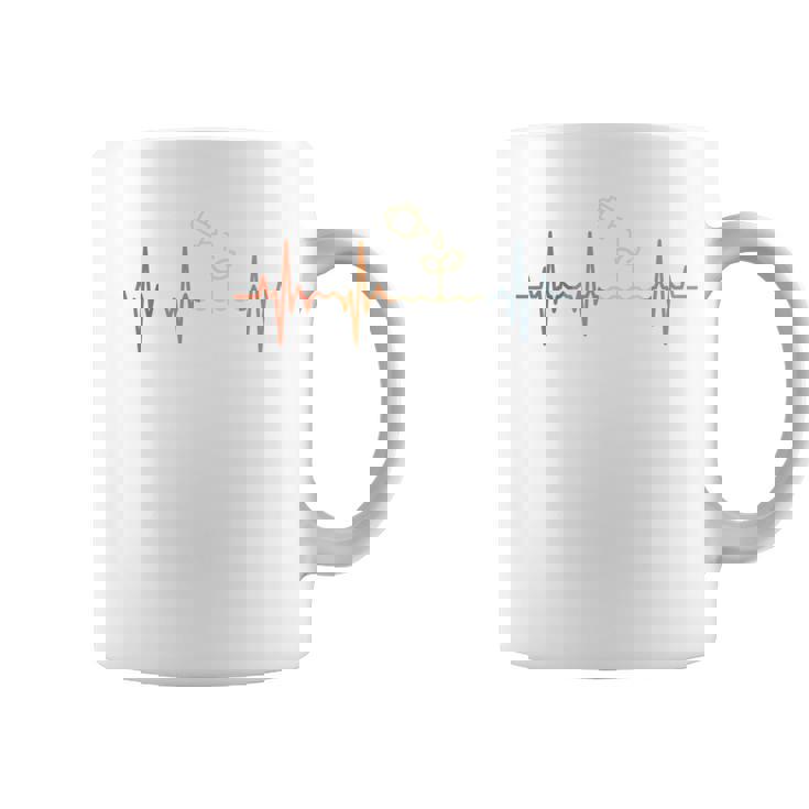 ガーデニング心電図レトロ園芸家脈線心拍 長袖tシャツ コーヒーマグ