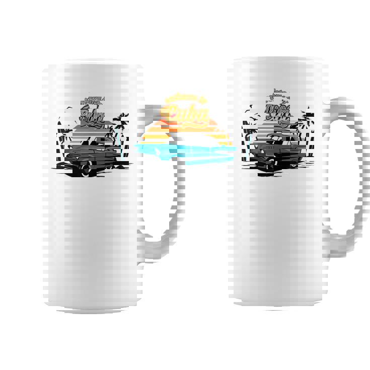 キューバ ヴィンテージカー ラム酒 葉巻 ビーチ 夕日 サーフボード ヤシの木 ハバナ ギフト お土産 太陽 カリブ海 コーヒーマグ