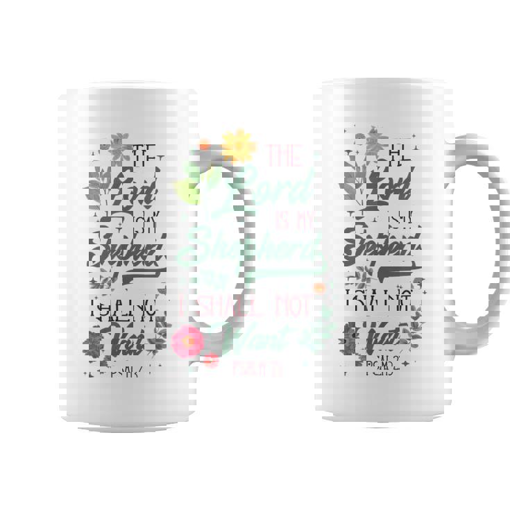 キリスト教聖書の詩 主は私の羊飼い 詩篇 23 花 コーヒーマグ