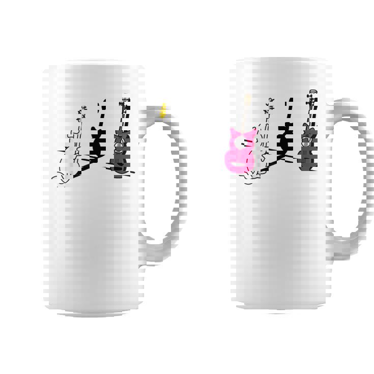 ギターの影を作る猫デザイン コーヒーマグ