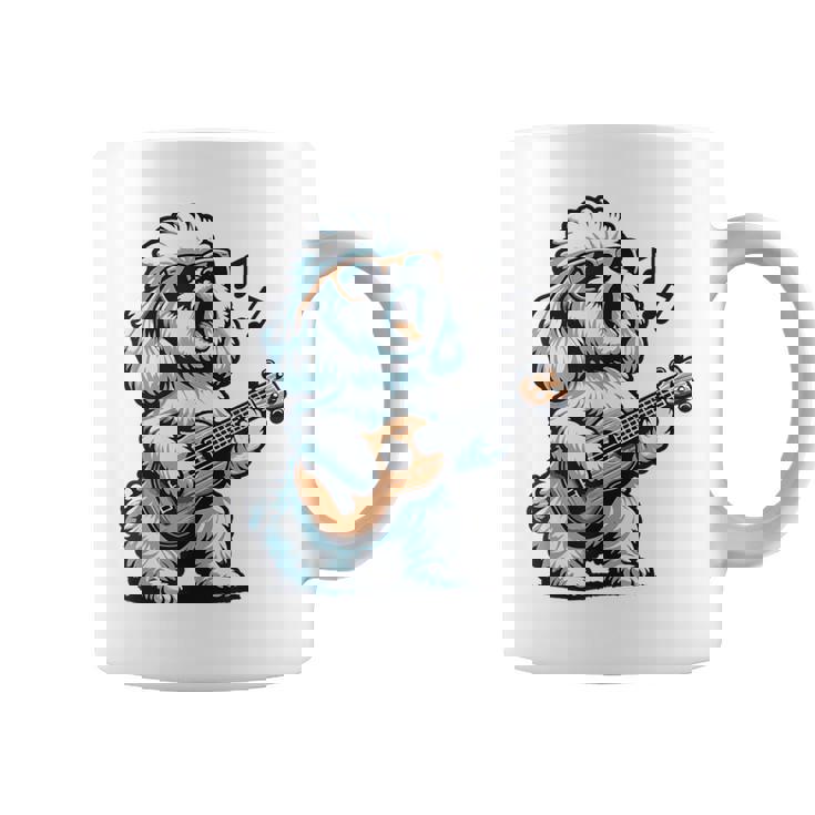 ギターを弾く犬 マルチーズプードル 面白い落書き コーヒーマグ