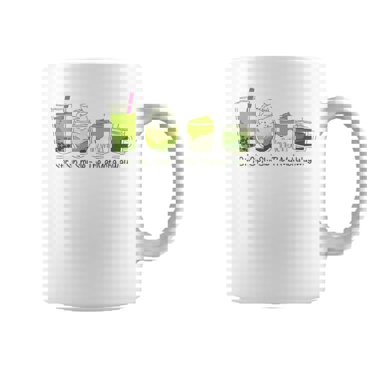 クリーミーダルゴナ抹茶ボバティー、スマイル、抹茶の方法 コーヒーマグ