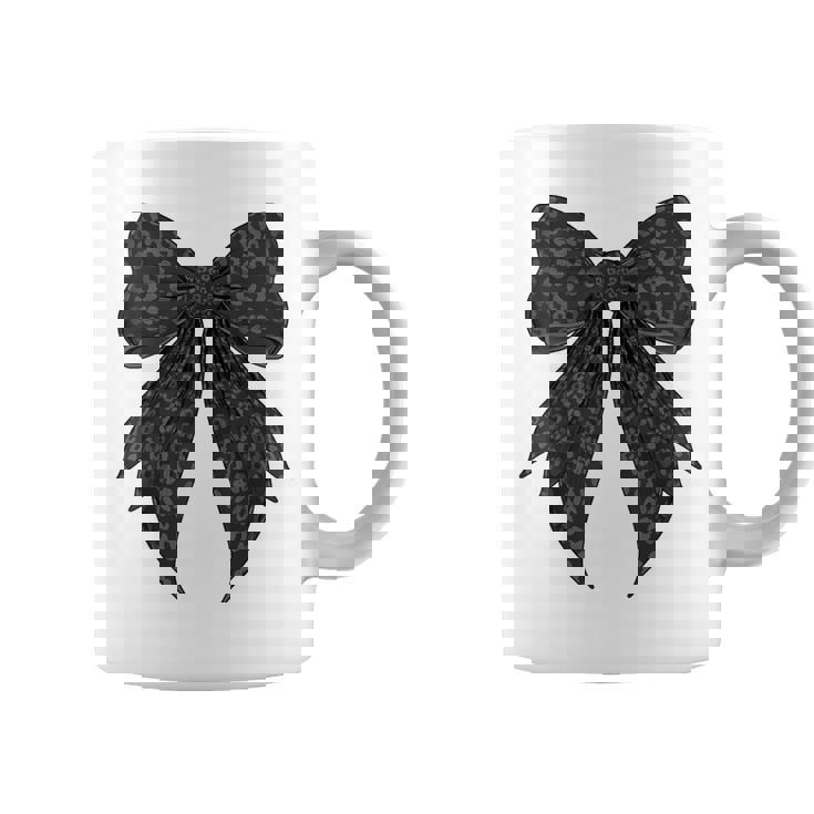 コケット リボン ブラック グレー チーター ヒョウ柄 女の子 ママ コーヒーマグ