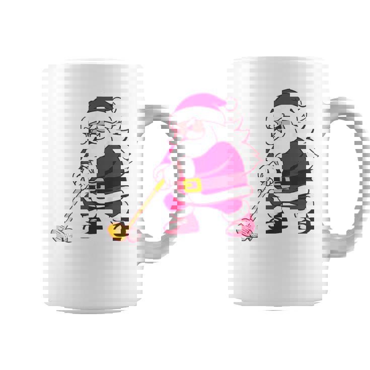 ゴルフをする面白い醜いクリスマスサンタ。 コーヒーマグ