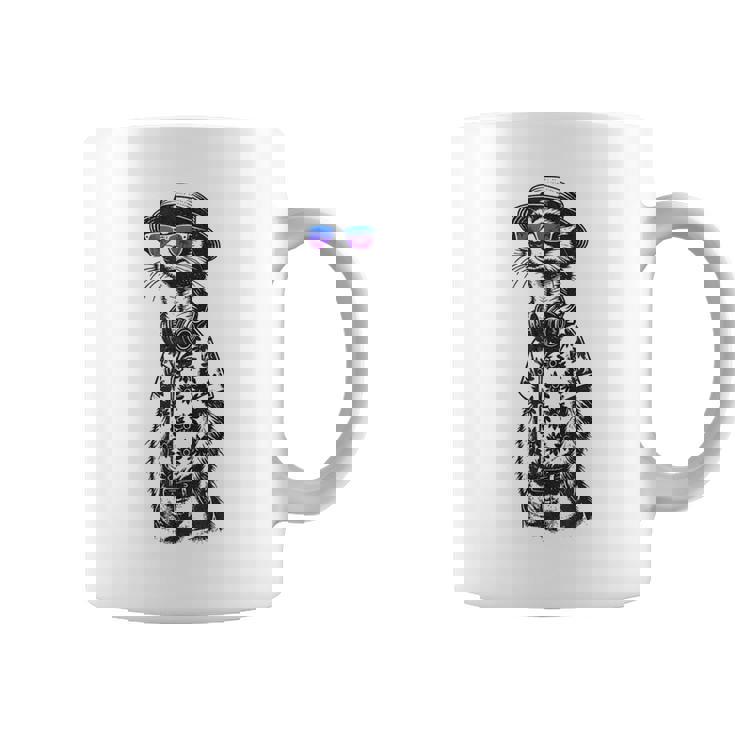 サングラスとヘッドフォンをしたミーアキャット コーヒーマグ