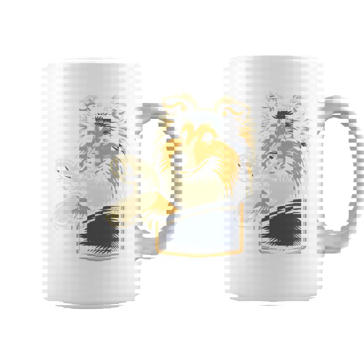 シェルティのグラフィック デザインを覗くかわいいシェットランド ・ シープドッグ 長袖tシャツ コーヒーマグ