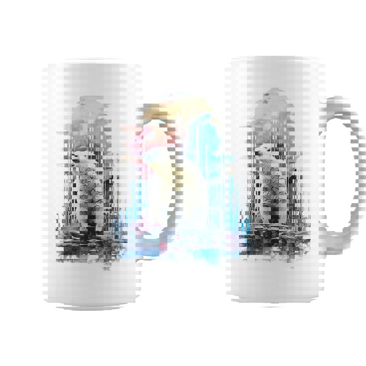 シロクマ 動物 カラフル 動物園 アート 描画 シロクマ コーヒーマグ