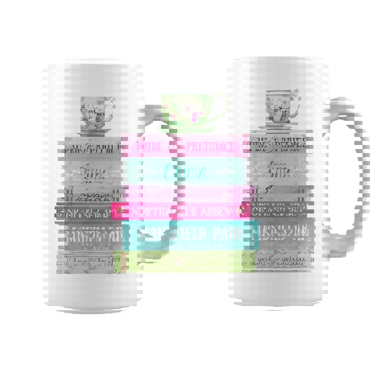 ジェーン・オースティン 本 スタック ティー 文学 文学 コーヒーマグ