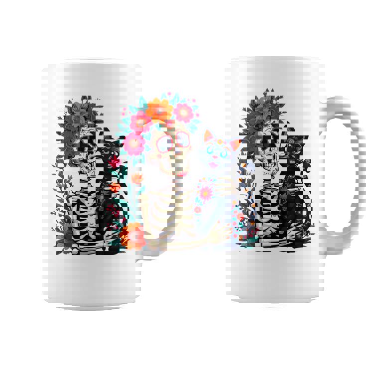 スケルトン ハグ 猫 シュガー スカル Día Los Muertos ハロウィン コーヒーマグ