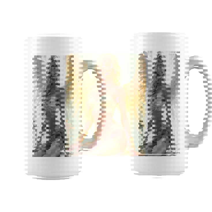 セクシーガールグラフィックtシャツ セクシーシッティングエンジェルピンナップバックプリント コーヒーマグ