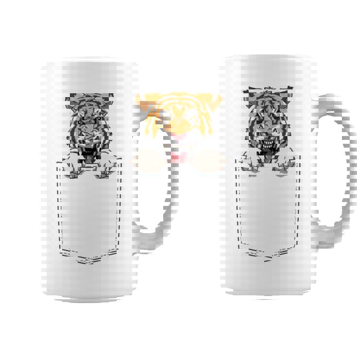 タイガー ポケットに入ったトラ 覗き見虎 長袖tシャツ コーヒーマグ