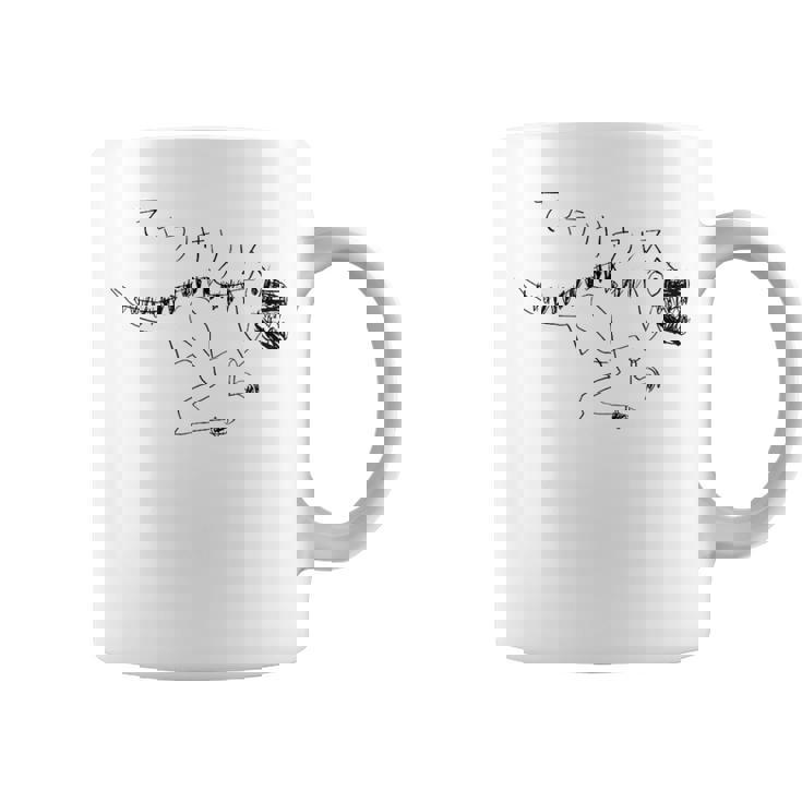 ティラノサウルス 黒線画 コーヒーマグ