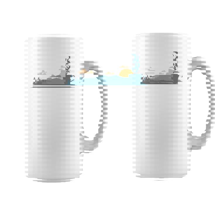 ティーカップのシルエットと黄昏のシーン 長袖tシャツ コーヒーマグ