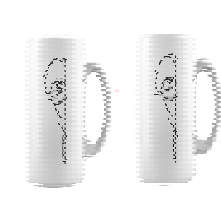 トイプードル 白 隠す 可愛い おもしろ シンプル イラスト 長袖tシャツ コーヒーマグ