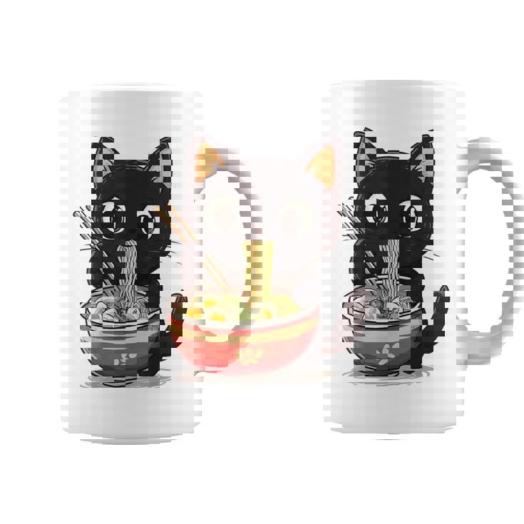 ヌードルキャット黒猫ラーメンデザイン コーヒーマグ