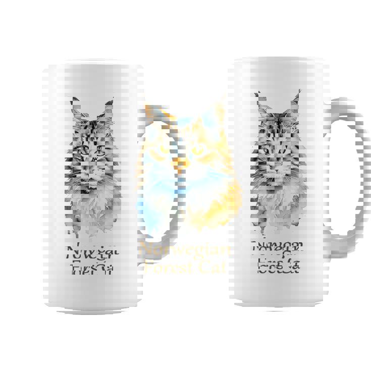 ノルウェージャンフォレストキャット 水彩画ポートレート2 コーヒーマグ