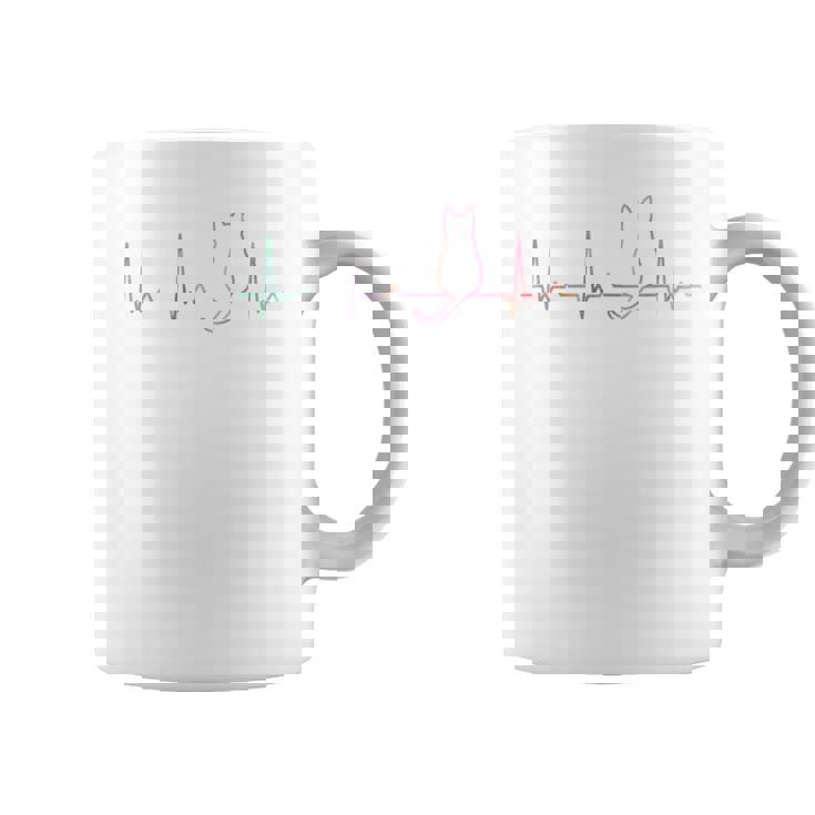 ハートビート 猫好き ねこ好き ネコ好き ハートビート猫 後ろ姿 猫の飼い主 おもしろ 可愛い ネコ 猫 ねこ 長袖tシャツ コーヒーマグ