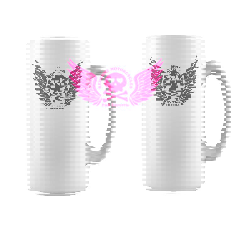 バイク おもしろ ドクロ 可愛い ハート オートバイ 羽ばたく翼 バックプリント 天使 コーヒーマグ