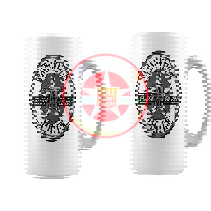 バックプリントのみ レトロ ビンテージ ガソリンスタンド スター モーター オイルカー コーヒーマグ