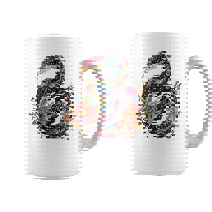 パイソン 蛇 フローラルボール パイソン タトゥーフラワー 蛇好き コーヒーマグ