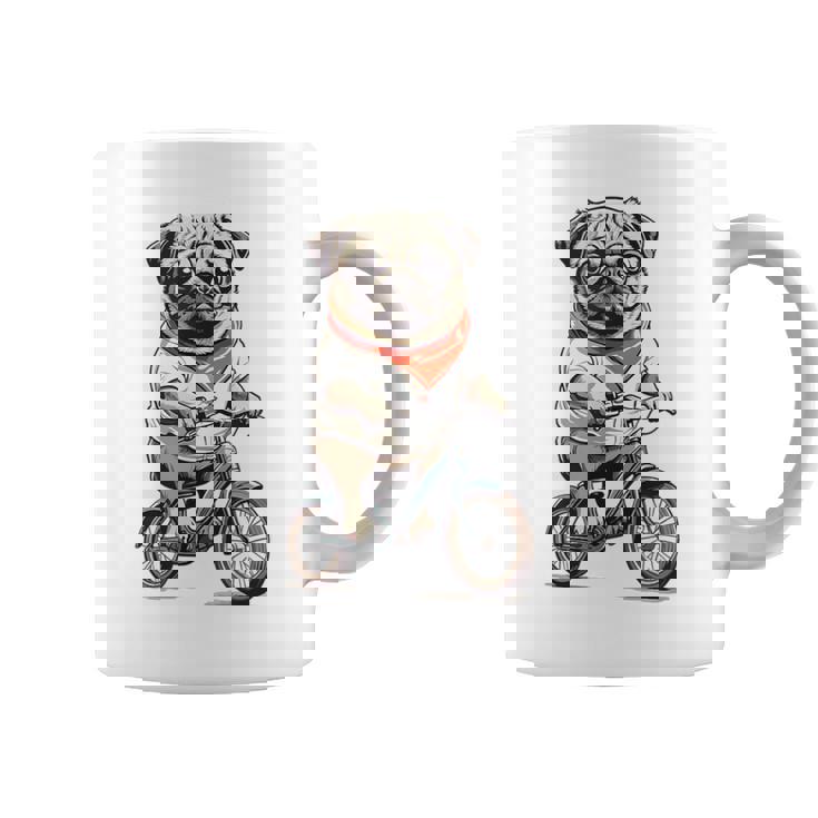 パグ いぬ イラスト パグ好き 犬好き 自転車 かわいい おもしろ レトロ かっこいい コーヒーマグ