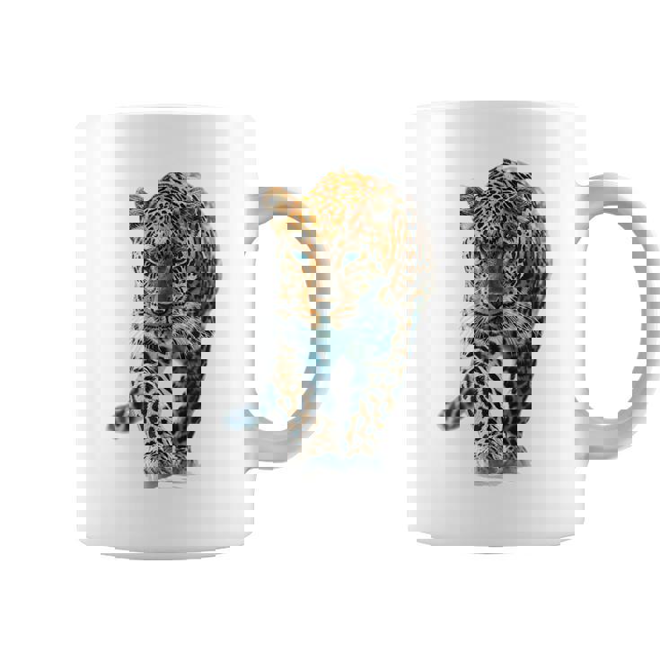 ヒョウ アニマルプリント モチーフ 描画 ポートレート ヒョウ コーヒーマグ