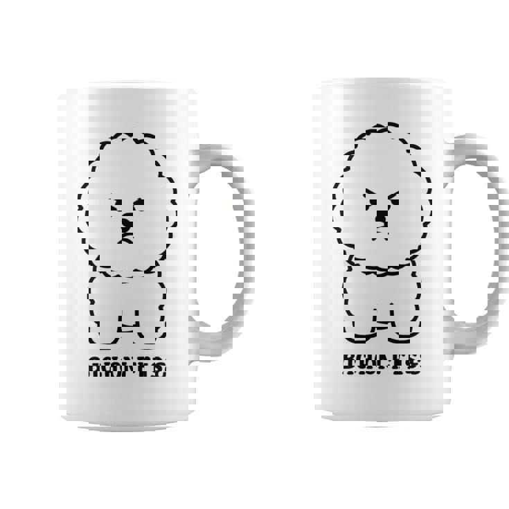 ビションフリーゼ 犬 怒る かわいい おもしろ イラスト シンプル 簡単 Bichon Frise 長袖tシャツ コーヒーマグ