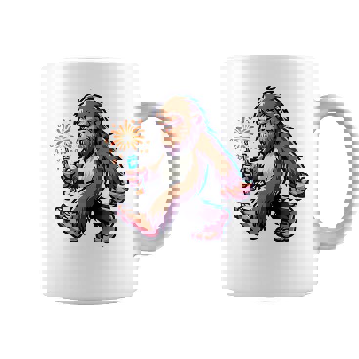 ビッグフット 7月4日 花火 愛国的なアメリカ国旗 サスカッチ コーヒーマグ