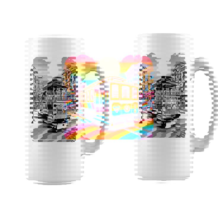 ビンテージ サンフランシスコ ケーブルカーf カストロ カリフォルニア Lgbtq 長袖tシャツ コーヒーマグ