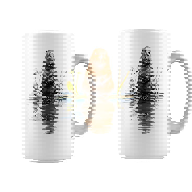 ビーバー 恋人 動物 アート イラスト グラフィック ビーバー コーヒーマグ