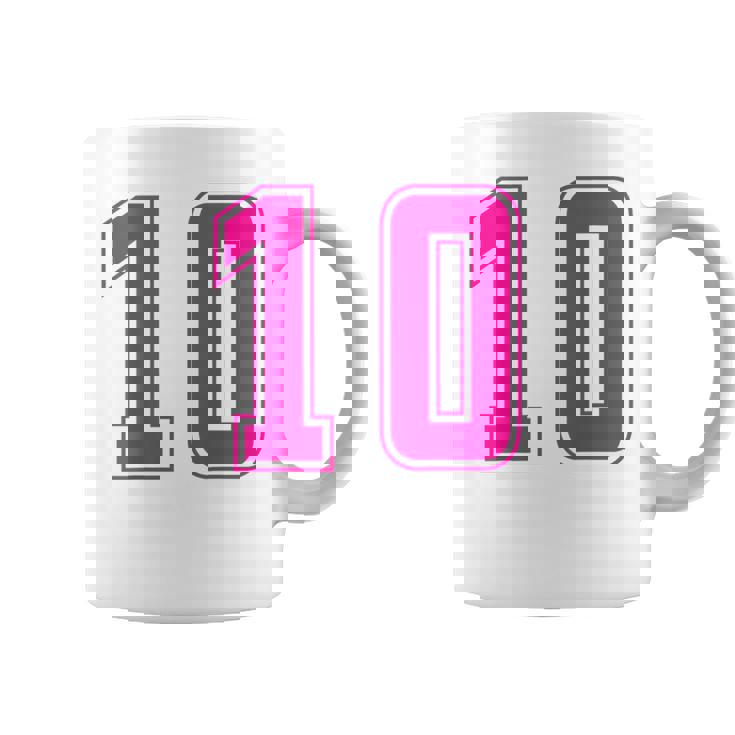 ピンク色背番号 10 チーム短大スポーツピンク色背番号付きユニフォーム コーヒーマグ