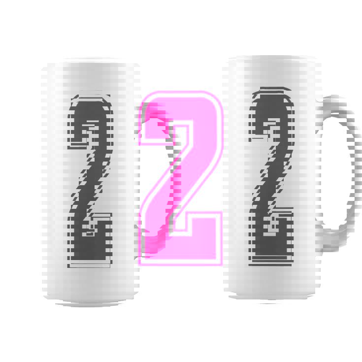 ピンク色背番号 2 チーム短大スポーツピンク色背番号付きユニフォーム コーヒーマグ