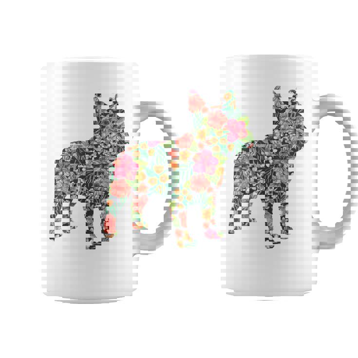 フレンチ ブルドッグ フラワー フローラル フレンチ ドッグ シルエット 犬 ペット コーヒーマグ