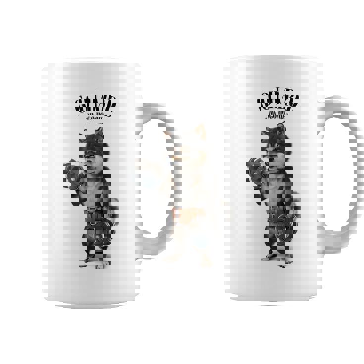 ブラック柴犬 筋トレ ダンベル付き フィットネスジム コーヒーマグ