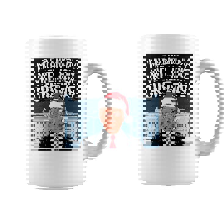 ホワイトハウスのクリスマス・トランプ・ファニー・ホリデーを夢見ている 長袖tシャツ コーヒーマグ