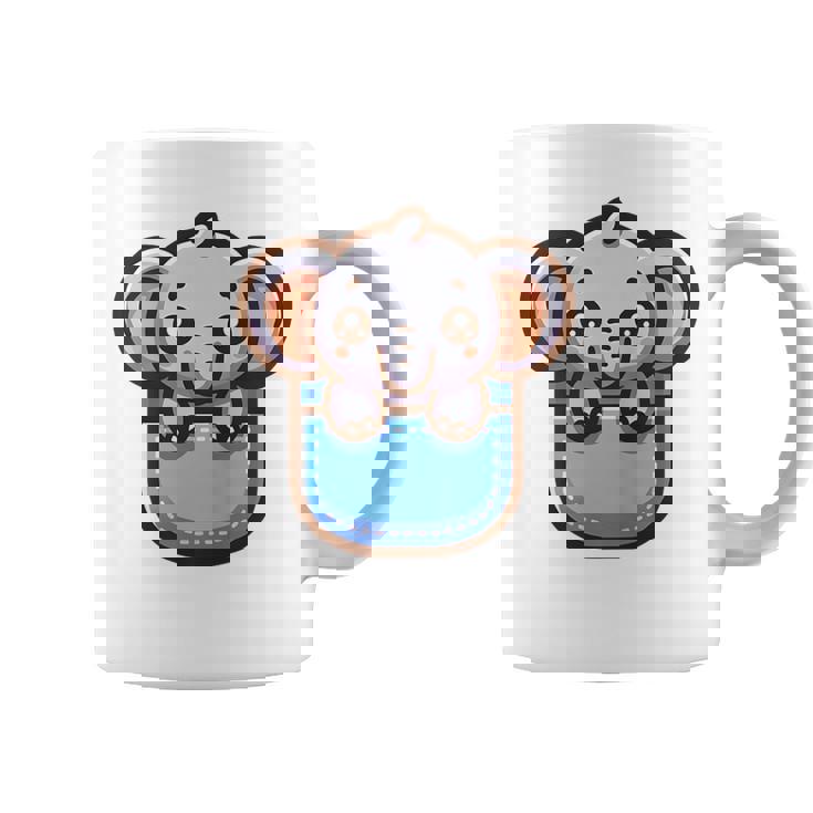 ポケットに入ったかわいい象 コーヒーマグ