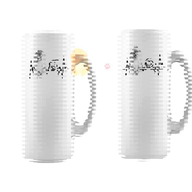 ポメラニアン Ekg ハートビートハートライン 肉球プリント コーヒーマグ