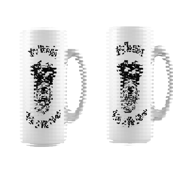 ミニチュアシュナウザー 私のセラピストは鼻が濡れています コーヒーマグ